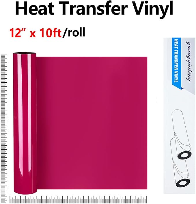 guangyintong Heat Transfer Vinyl Rose Red HTV Rolls, Matte Surface PU Material
