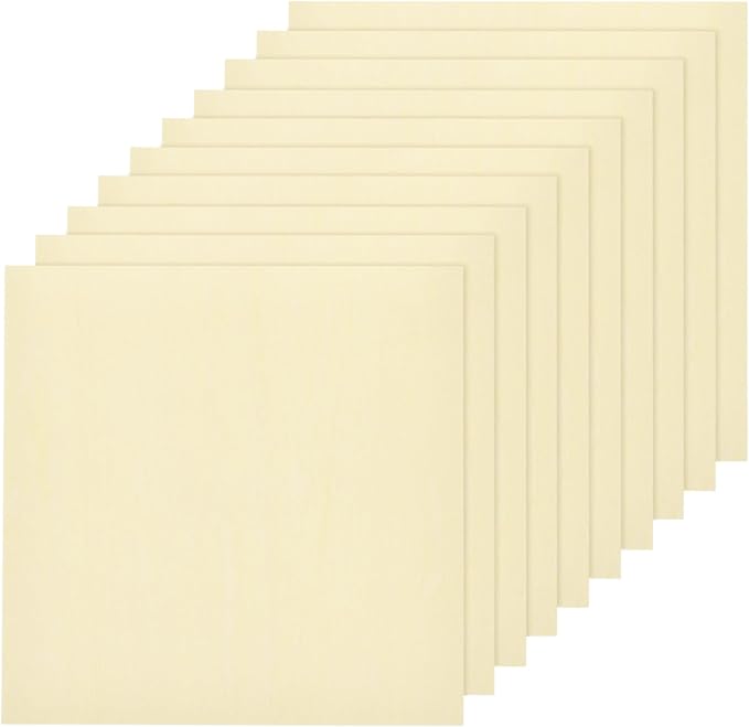 MECCANIXITY 10pcs Basswood Sheet 4 x 4 x 3/8 Inch Unfinished Wood Boards Plywood