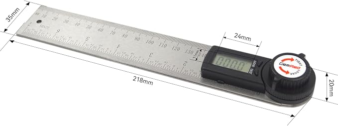 GemRed 82305 Digital Angle Finder GemRed Protractor Stainless steel 7inch 200mm