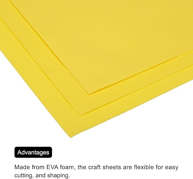 MECCANIXITY EVA Foam Sheets Lemon Yellow 19.7 Inch x 35.4 Inch 1mm Thick Crafts
