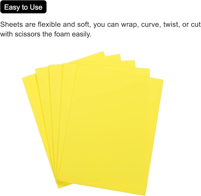 MECCANIXITY EVA Foam Sheets Yellow 7.6 Inch x 5.9 Inch 2mm Thickness