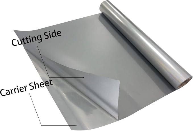 FUNKAKA Heat Transfer Vinyl Reflective Dark Gray HTV Roll, Reflective HTV Vinyl