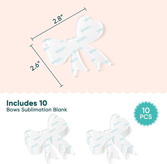YOPPIX 10 Pcs Sublimation Bow Blanks, Sublimation Acrylic Bow Blanks Keychain