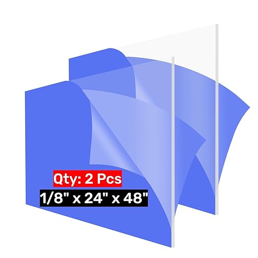 2 Pack 24x48 Plexiglass Sheets, 1/8 inch Thick Clear 24x48 Acrylic Plexiglass
