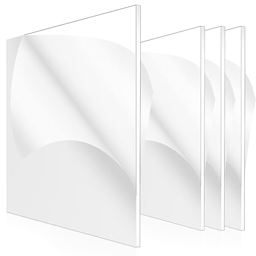 Outus 4 Pcs 12 x 12 Inch Clear Acrylic Sheet 1/16 Inch Thick Transparent
