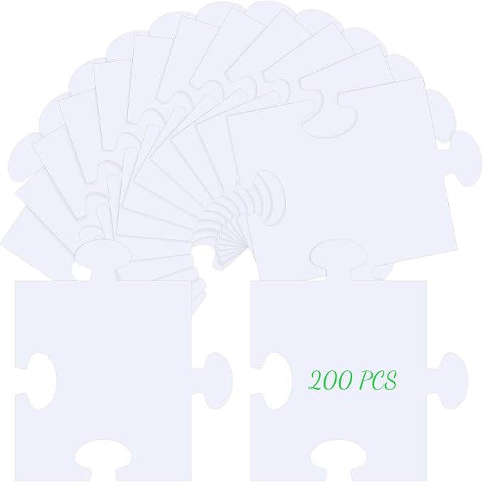 Glenmal 100 Pcs Large White Blank Puzzle Pieces Oversize White Blank Papers
