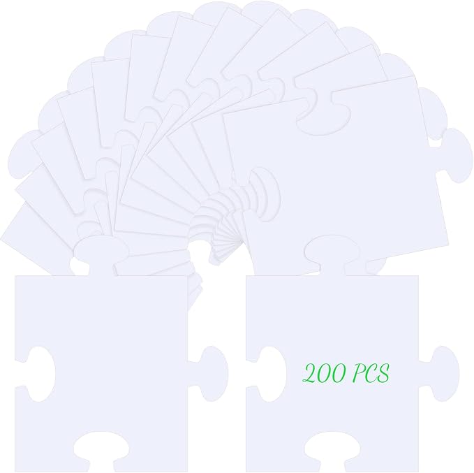 Glenmal 200 Pcs Large Blank Puzzle Pieces Oversize Blank Papers Puzzle Pieces