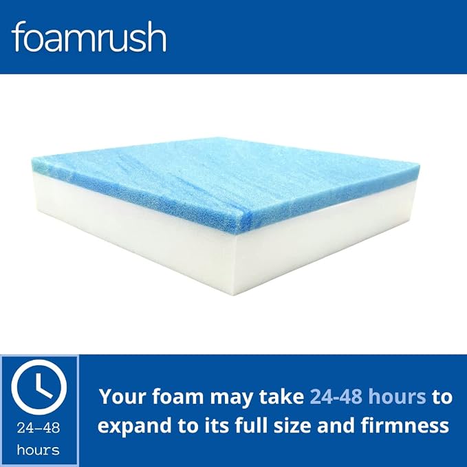 FoamRush 8" x 36" x 36" Gel Memory Foam Upholstery Square Cushion Medium Firm