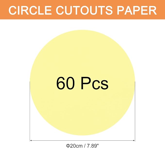 MECCANIXITY 60 PCS Light Yellow Circle Cutouts Paper, 8 Inch Round Cutouts