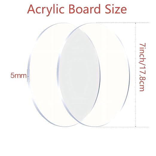 2pcs Clear Round Sheet Acrylic Circle Cake Disk Acrylic Sheets 7 in | Table Top