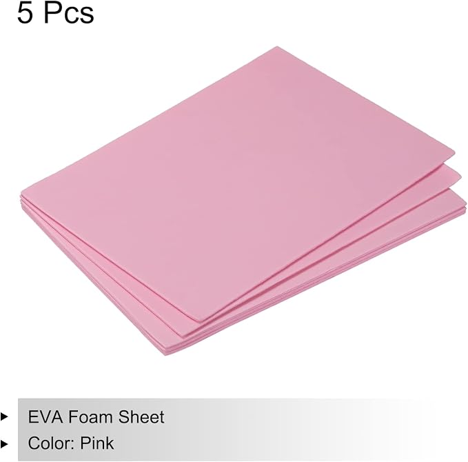 MECCANIXITY EVA Foam Sheets Pink 7.6 Inch x 5.9 Inch 2mm Thickness