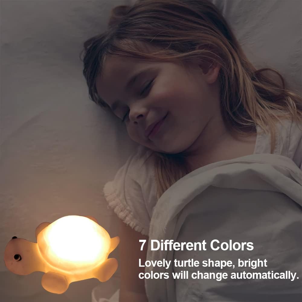 AFUNTA 4 PCS Cute Turtle Night Lights, 7 Color Changing 3D LED Lamp for Kids Room, Christmas Home Decor Gift