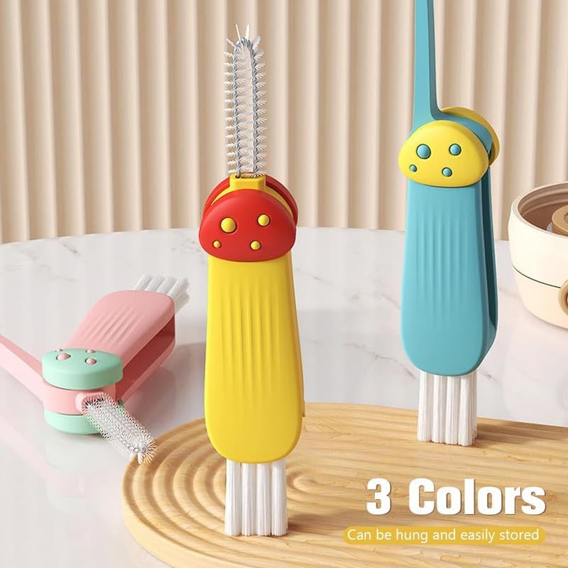 3 in 1 Multifunctional Cup Lid Cleaner, Crevice Cleaning Brush Set for Baby Bottle and Tight Spaces