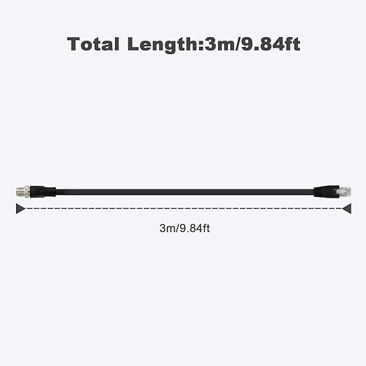 Alvin's Cables M12 8 Pin Male to RJ45 Shielded Ethernet Cable X Coded 8 Position Cat6a Cable for Cognex Industrial Camera 9.84ft/3M