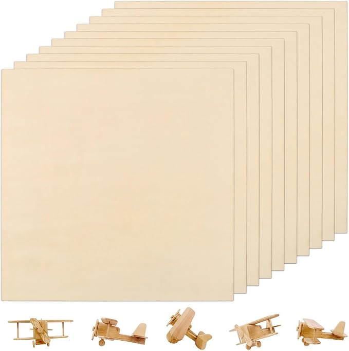 FOCCTS 24 Pack Basswood Sheets 1/8 x 12 x 12 inch, 3mm Plywood Sheets Balsa