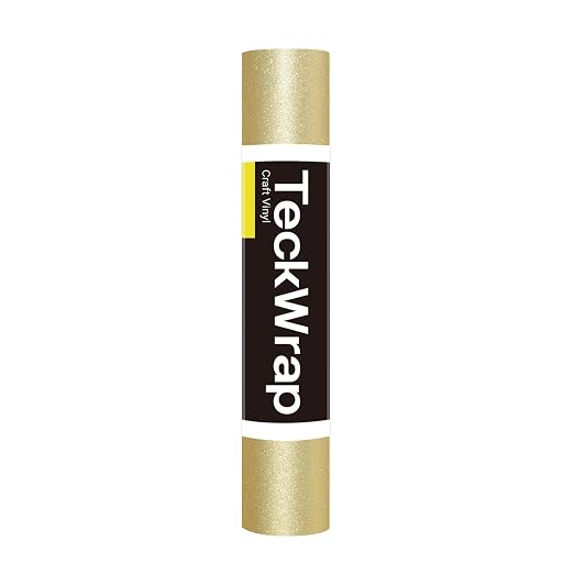 TECKWRAP Gold Glitter Permanent Vinyl 12" x 5ft Roll, Shimmer Gold Adhesive