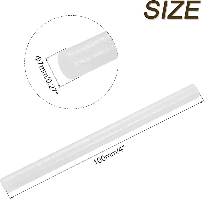 uxcell Mini Hot Glue Sticks for Glue Gun 7mm x 100mm Glitter Light White 12pcs