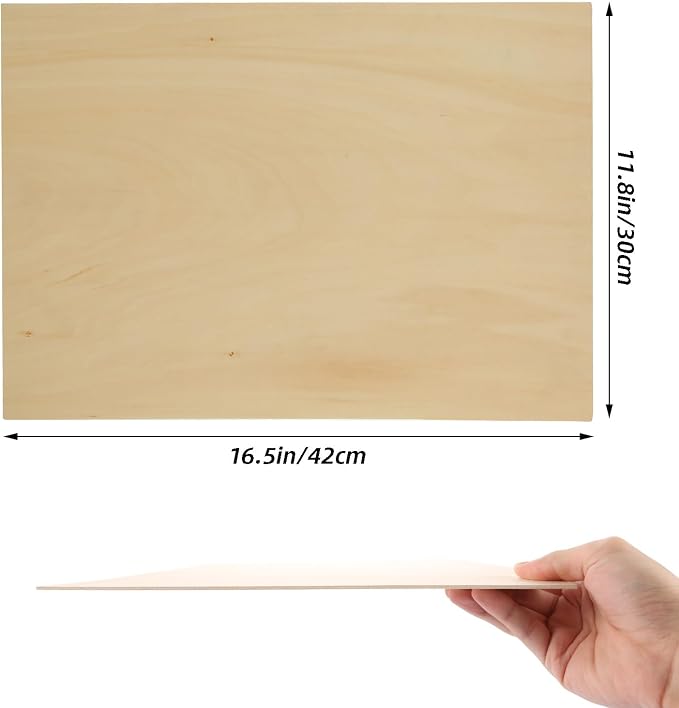 12Pcs 16 x 12 x 1/16 Inch Basswood Sheets, Unfinished Basswood Sheets, Plywood