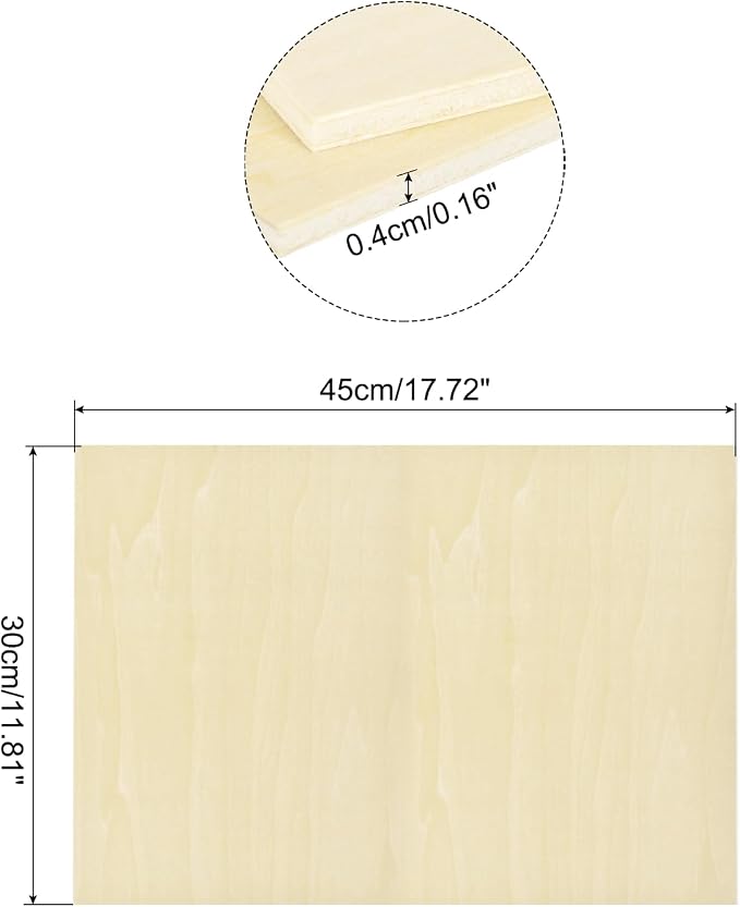 MECCANIXITY Basswood Sheet 18 x 12 x 5/32 Inch Unfinished Wood Boards Plywood