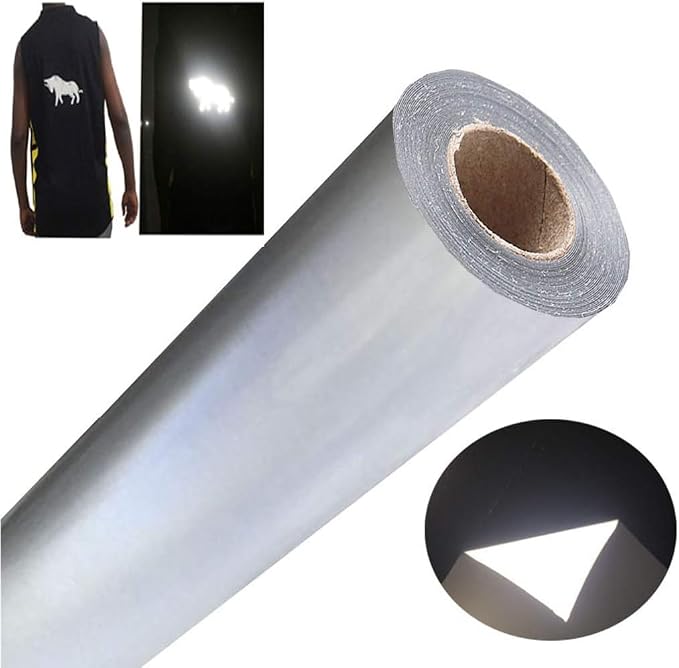 FUNKAKA Heat Transfer Vinyl Reflective Light Gray HTV Roll, Reflective HTV Vinyl