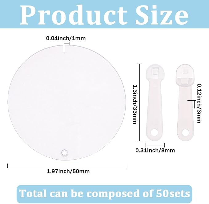50Pcs Small Fan Blanks Round Plastic Hand Fan Bulk Summer Clear Transparent