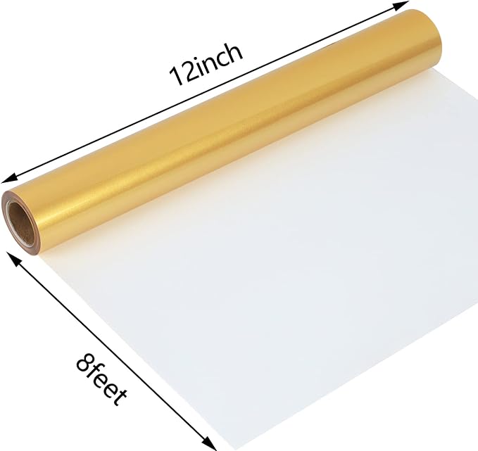 guangyintong Shiny Golden Heat Transfer Vinyl HTV Rolls, Stretchy Thin Soft HTV