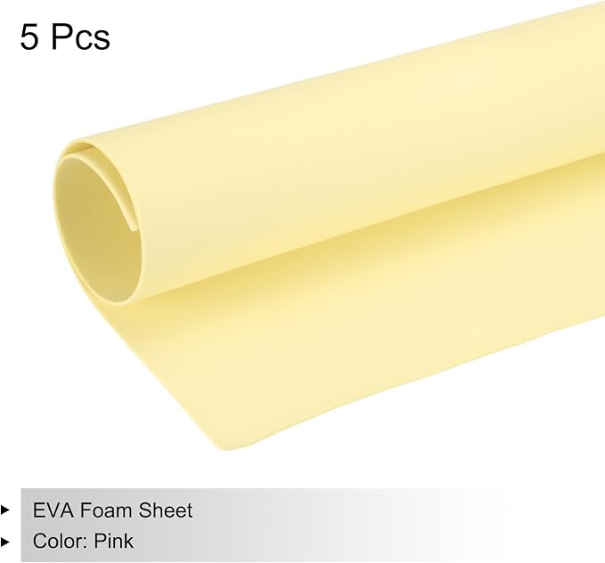 MECCANIXITY EVA Foam Sheets Light Yellow 35.4 Inch x 19.7 Inch 2mm Thick Crafts