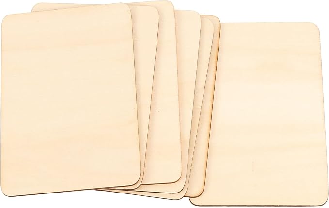 HOIGON 100 PCS Rectangle Unfinished Wood Pieces, 4 x 6 Inch Blank Basswood
