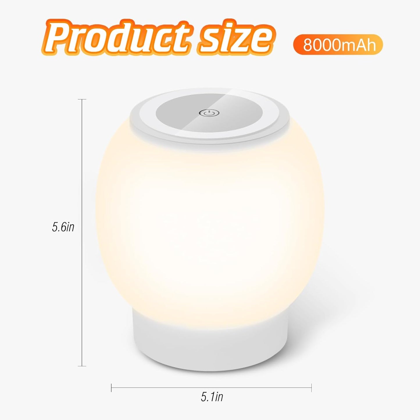 Baby Night Light, Nursery Night Lamp for Breastfeeding, Touch Night Lamp, Eye Caring, 3 color temperatures Stepless Dimming, Rechargeable Baby Night Light for Kids,8000mAh ultra large battery capacity