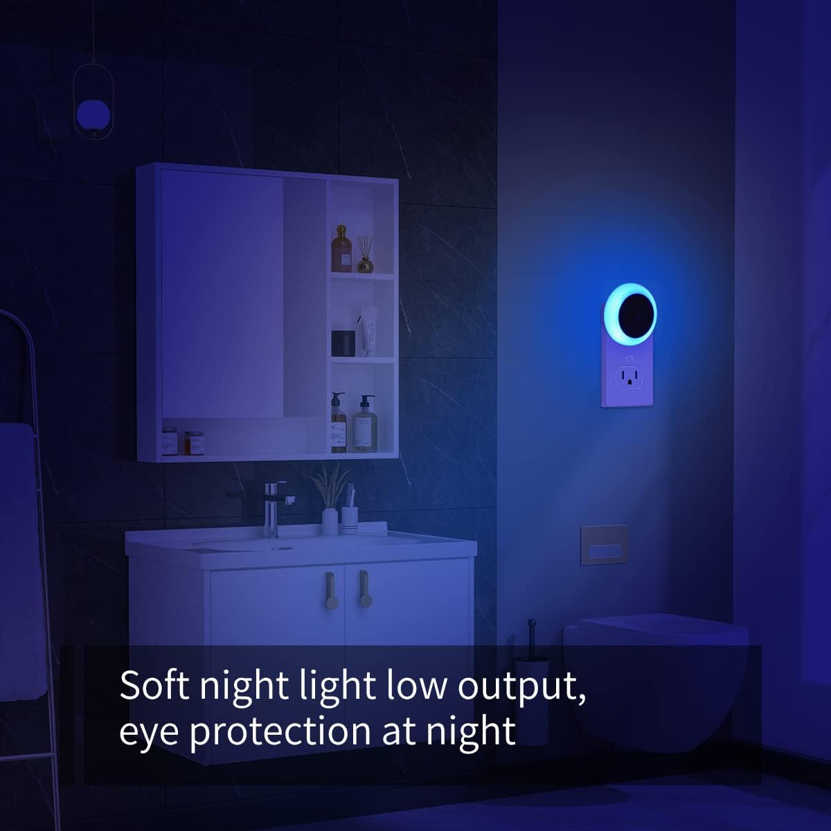 KINUR 6 Pack Blue, LED Night Lights Plug into Wall with Dusk to Dawn sensors, Plug in Night Lights for Kids Room, Bedroom, Bathroom, Baby Nursery,Stair Lights, Hallway Light