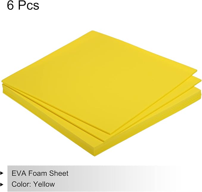 MECCANIXITY EVA Foam Sheets Yellow 9.8 Inch x 9.8 Inch 3mm Thick Crafts Foam
