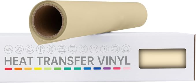 VinylRus Heat Transfer Vinyl-12” x 6ft Tan Iron on Vinyl Roll