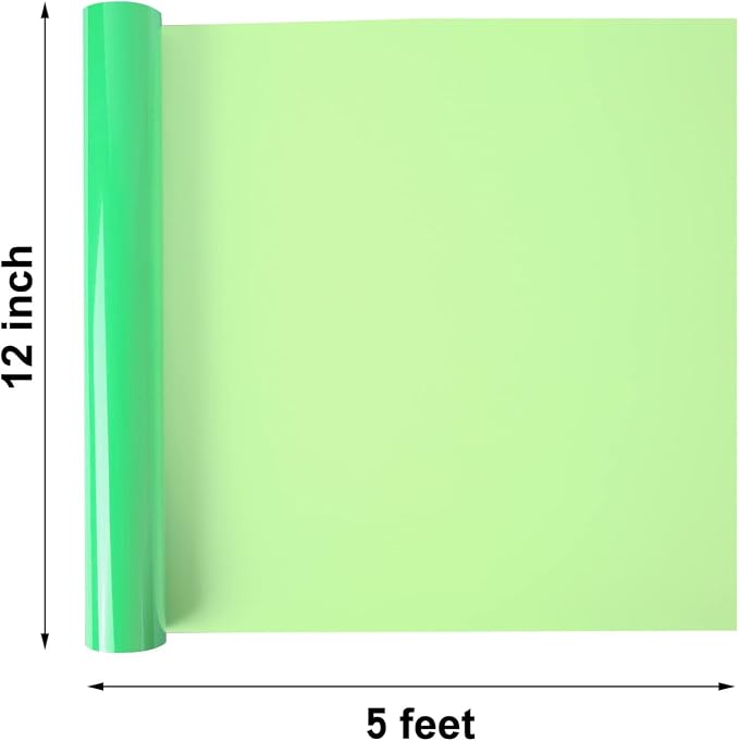 FUNKAKA Glow in The Dark Heat Transfer Vinyl Roll, Glow in Dark HTV Vinyl