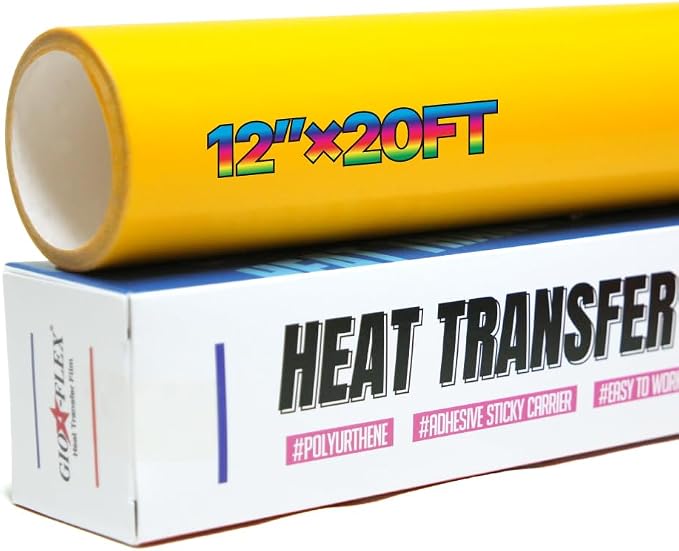PU Heat Transfer Vinyl 12"×20ft Roll Yellow – HTV