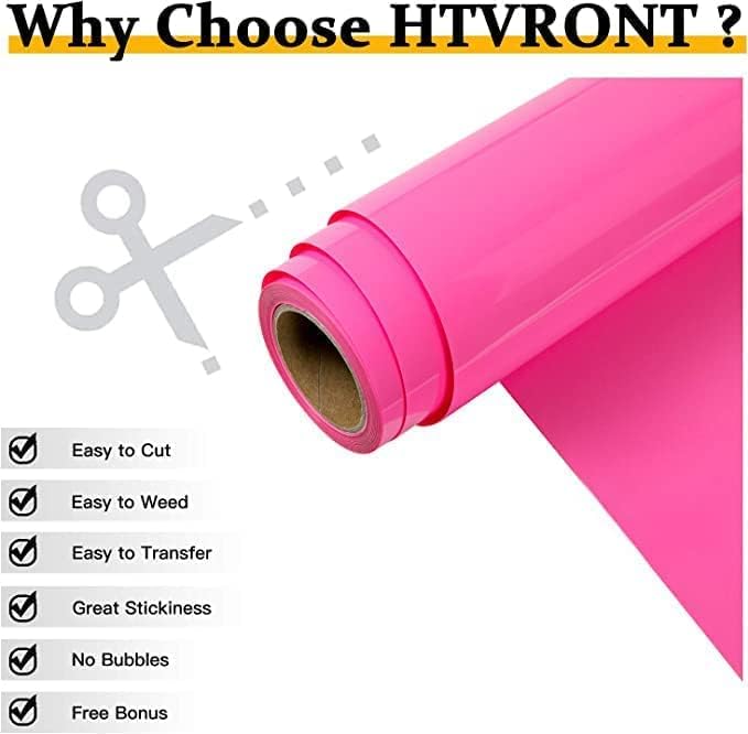 HTVRONT Heat Transfer Vinyl Pink HTV Rolls, HTV Vinyl