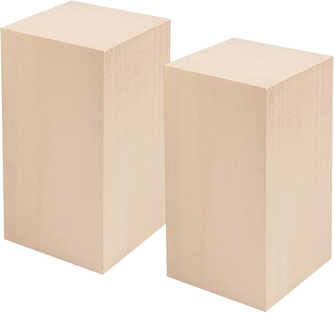 2 Pack Basswood Carving Blocks, Soft and Smooth, Easy Whittling and Carving