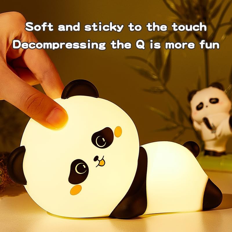 Cute Panda Night Light, with Two Actions: Sitting and Lying, Suitable for Desktop and Bedside Decoration, Rechargeable, dimmable, Touch Control, a Unique Gift for Family Members on Birthdays