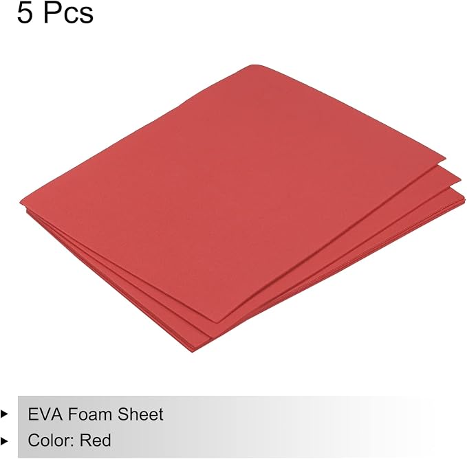 MECCANIXITY EVA Foam Sheets Red 7.6 Inch x 5.9 Inch 2mm Thickness