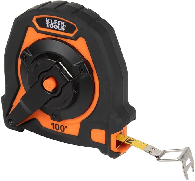Klein Tools 94100CR Closed Reel Long Tape Measure, 100-Foot Nylon Coated Blade