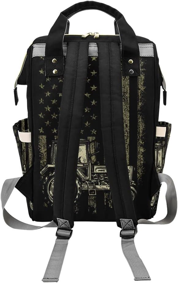 American Flag Car Truck Diaper Bags with Name Waterproof Mummy Backpack Nappy Nursing Baby Bags Gifts Tote Bag for Women