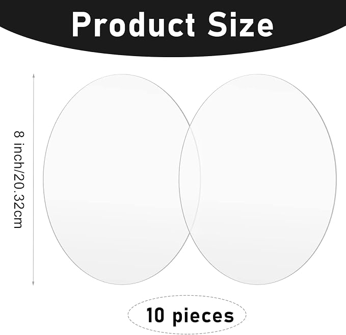 Yalikop 10 Pcs 8 Inch Acrylic Circle Blanks Clear Disc Round Transparent