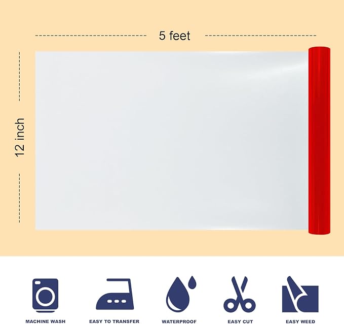 Puff Heat Transfer Vinyl, 12in X 5ft Iron on
