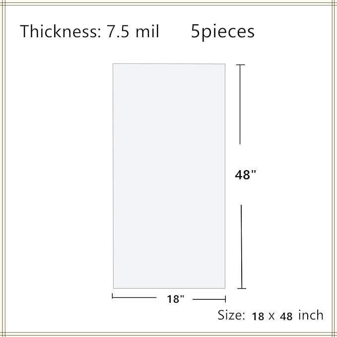 Clear Craft Plastic Sheets, Blank Stencil 18" x 48" 5 Strong and Flexible