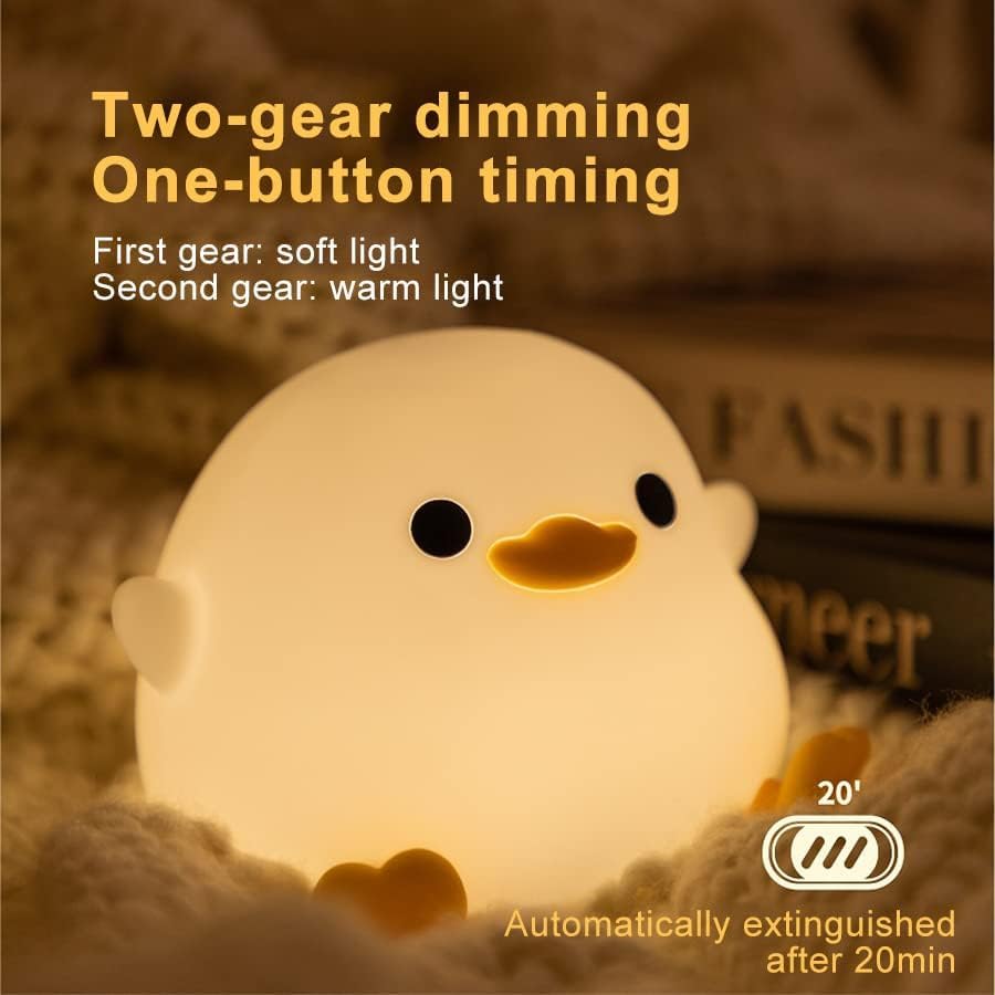 Cute Duck Night Light for Children,Soft Silicone Sleep Light with USB Rechargeable,Touch Sensor Nightlights for Kids Room Gift