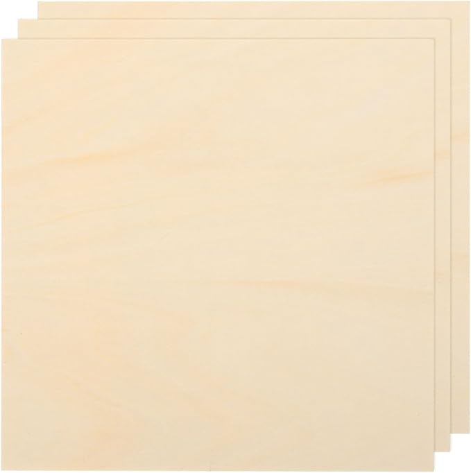 MECCANIXITY 3pcs Basswood Sheets 8 x 8 x 5/64 Inch Unfinished Wood Boards