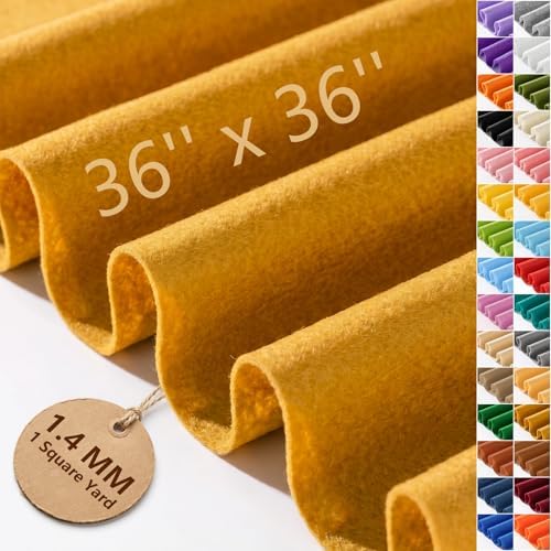 Antique Gold Felt Fabric 36'' X 36'', 1.4mm Large Felt Sheets Soft Durable