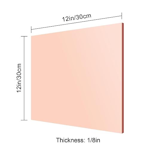 Rose Gold Mirror Acrylic Sheets – 2 Pack, 12x12Inches, 1/8 Inch Thick,