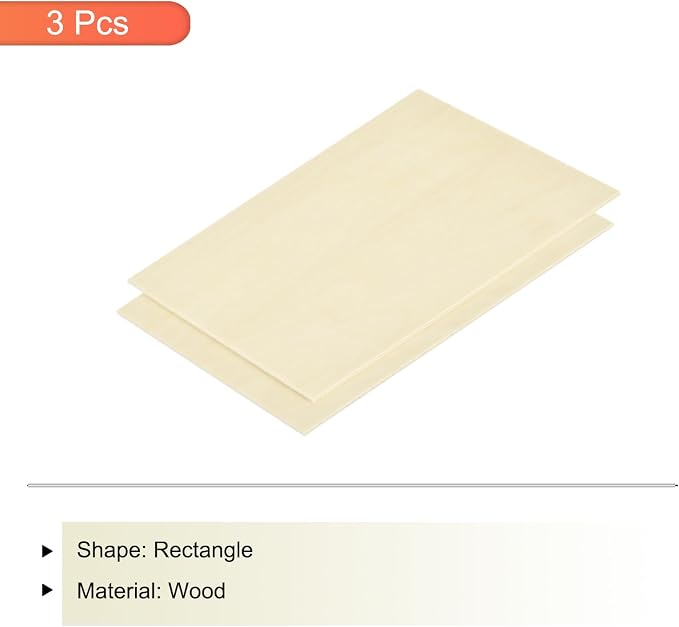 MECCANIXITY 3pcs Basswood Sheets 12 x 8 x 5/64 Inch Unfinished Wood Boards
