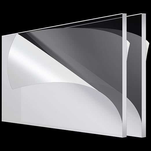 Roowest 2 Pcs 24 x 48 Inch, 1/8 Inch Thick Clear Acrylic Sheets Plastic