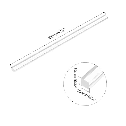 MECCANIXITY Acrylic Square Rods 19/32" x 16" Clear Acrylic Dowel Rods Sticks